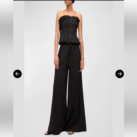 STAUD Parma Strapless Pintuck Linen Corset Top Black Size 6 NWT - Picture 13 of 13
